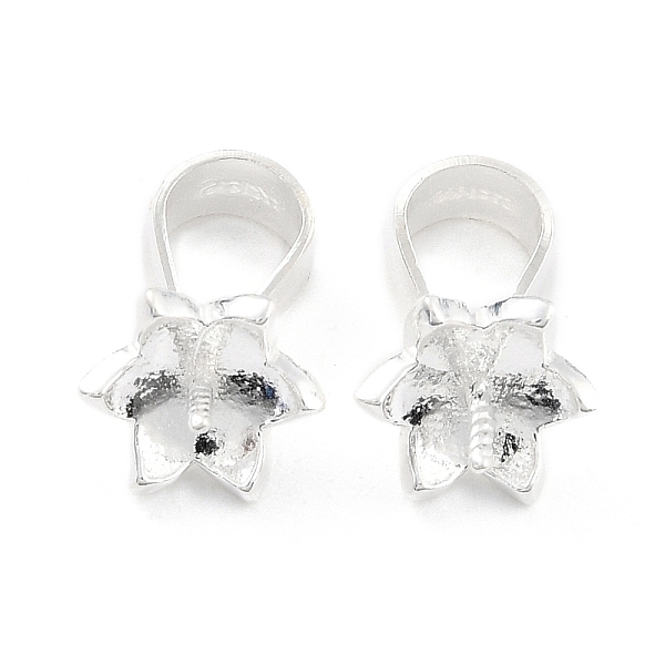 

PandaHall 925 Sterling Silver Peg Bails, Snap on Bail with Peg Bails, Flower, Silver, 7x7mm, Pin: 0.8mm Sterling Silver