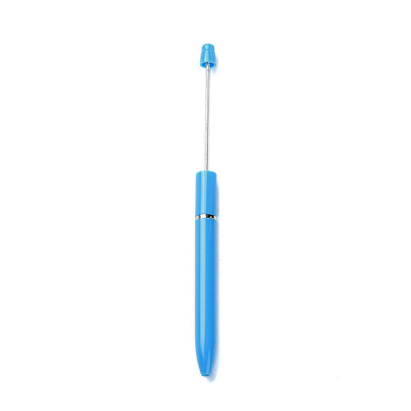 

PandaHall Plastic Beadable Pens, Ball-Point Pen, for DIY Personalized Pen, Deep Sky Blue, 161x10mm Plastic