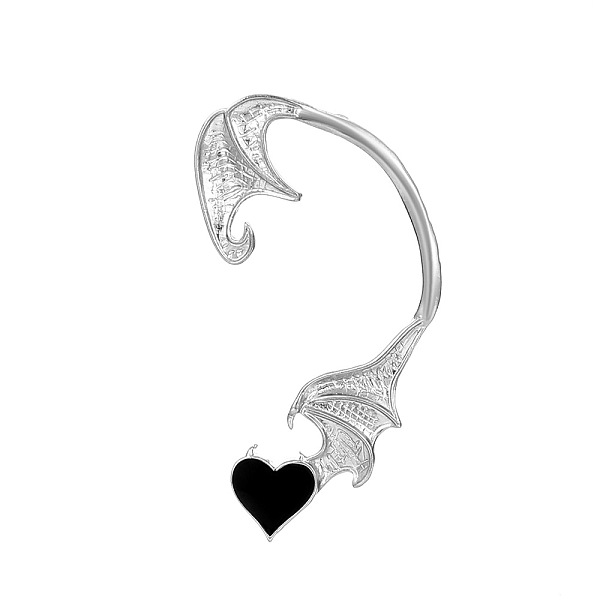 

PandaHall Enamel Dragon with Heart Cuff Earrings, Gothic Alloy Climber Wrap Around Earrings for Non Piercing Ear, Antique Silver, 58mm Alloy..., Black