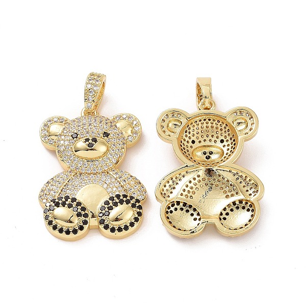 

PandaHall Brass Micro Pave Cubic Zirconia Pendants, Bear Charms, Golden, Black, 30x22.5x4mm, Hole: 5x7mm Brass+Cubic Zirconia Bear Black