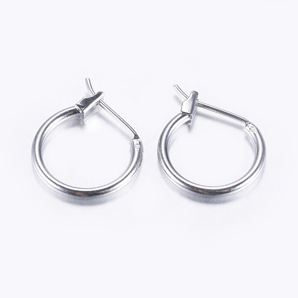 

PandaHall Brass Hoop Earrings, Platinum, 15x14.5x1.5mm, Pin: 0.8mm Brass