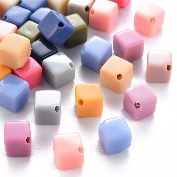 

PandaHall Opaque Acrylic Beads, Cube, Mixed Color, 12.5x12.5x9.5mm, Hole: 2mm Acrylic Cube Multicolor