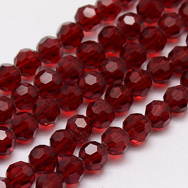

PandaHall Glass Beads Strands, Faceted(32 Facets), Round, Dark Red, 8mm, Hole: 1.5mm, about 66~67pcs/strand, 15.12 inch~15.35 inch...