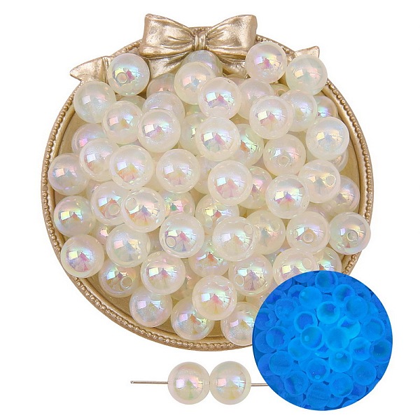 

PandaHall Luminous Acrylic Beads, Round, Glow in the Dark, Floral White, 12mm, Hole: 2mm, 5pcs/bag Acrylic Round