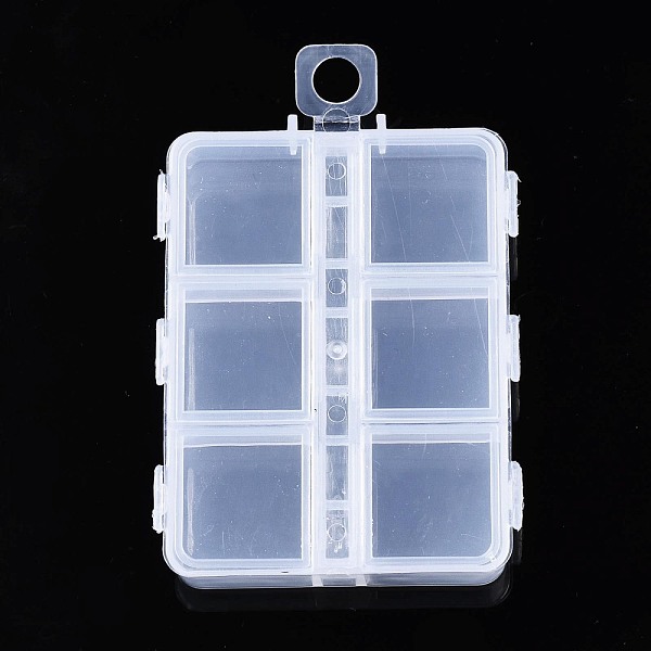 

PandaHall Rectangle Polypropylene(PP) Bead Storage Container, 6 Compartment Organizer Boxes, with Hinged Lid, for Jewelry Small Accessories..., Clear