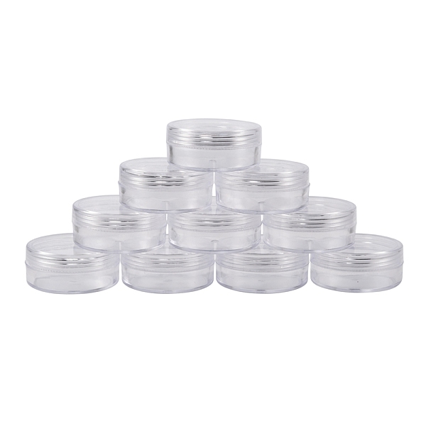 

PandaHall Plastic Bead Containers, Seed Beads Containers, Round, about 5cm in diameter, 2.1cm high, Capacity: 10ml(0.34 fl. oz) Plastic..., Clear