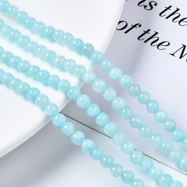 Chapelets de perles de pierres en jade jaune teinte