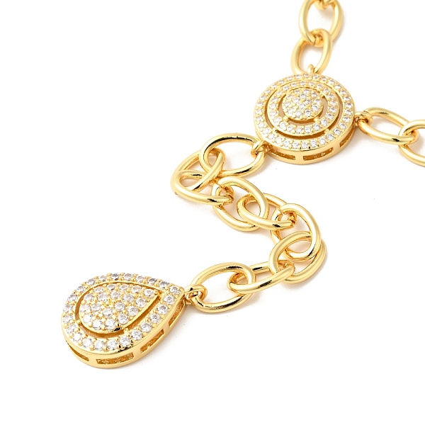 

PandaHall Clear Cubic Zirconia Flat Round with Teardrop Lariat Necklace, Brass Jewelry for Women, Cadmium Free & Nickel Free & Lead Free...