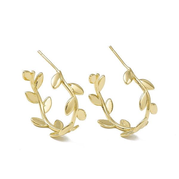 Rack Plating Brass Leaf Wrap Stud Earrings