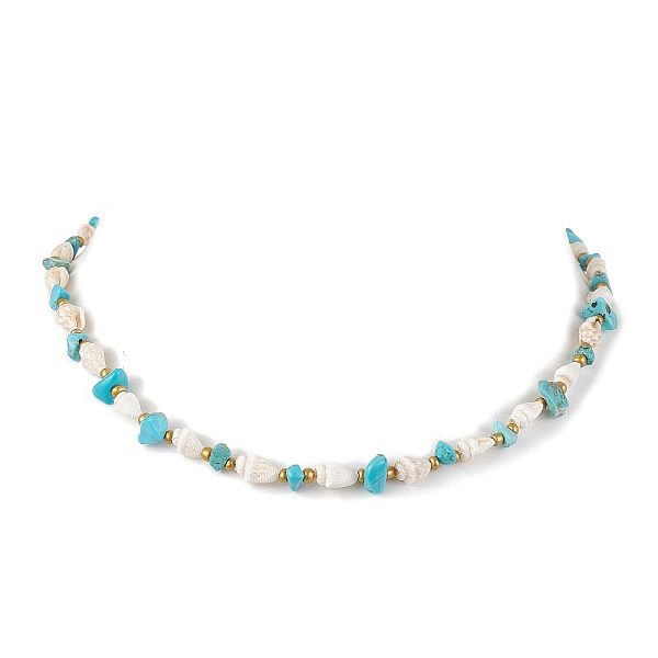 

PandaHall Synthetic Turquoise Chip & Natural Trumpet Shell Necklaces, 16.18 inch(41.1cm) Synthetic Turquoise Chip