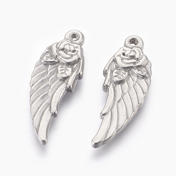 

PandaHall 304 Stainless Steel Pendants, Double-sided, Wing, Stainless Steel Color, 32x12x3.5mm, Hole: 1.6mm 304 Stainless Steel Wing