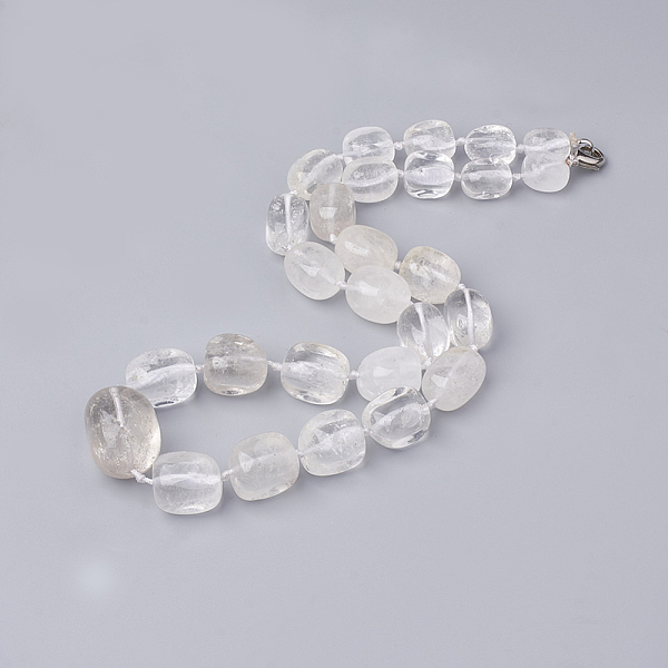 

PandaHall Natural Quartz Crystal Graduated Beaded Necklaces, with Brass Lobster Clasps, Cuboid, 22.04 inch(56cm) Quartz Crystal