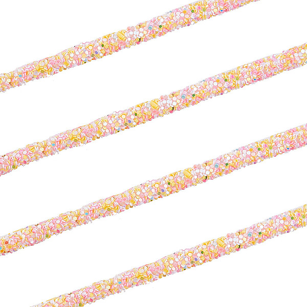 

PandaHall GORGECRAFT 5.5 Yards 6MM Sequin Rhinestone Tube Cord Rope Bling Resin Trim PVC Tubular Synthetic Rubber Cords with Paillette for...