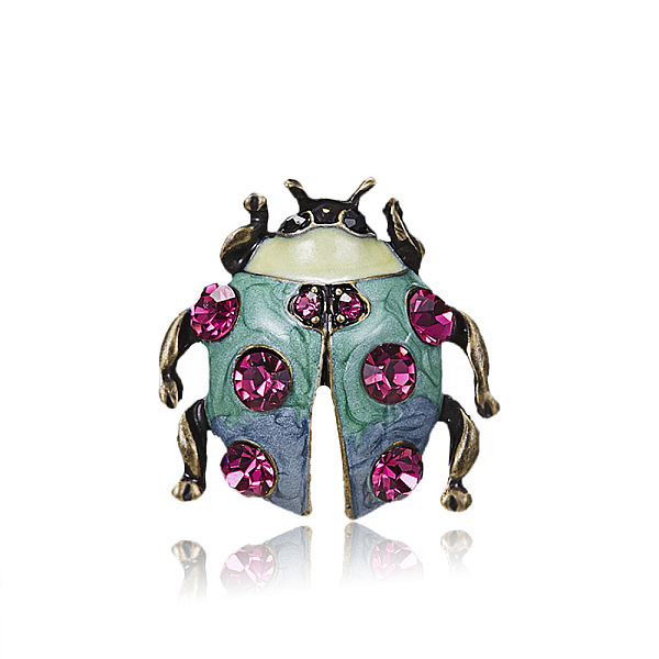 

PandaHall Ladybug Alloy Enamel Pin Brooch, with Rhinestone, Turquoise, 30x25mm Alloy+Enamel Ladybug Green
