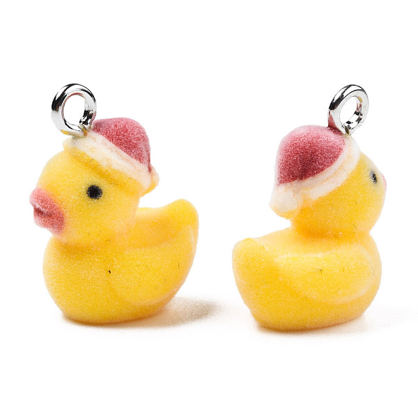

PandaHall Flocky Resin Pendants, with Iron Loops, Gold, Duck, Platinum, 22x17x13.5mm, Hole: 2.5mm Iron+Resin Duck Gold