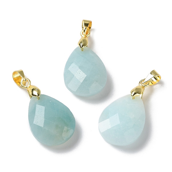 

PandaHall Natural Amazonite Pendants, Teardrop Charms, Faceted, with Ion Plating(IP) Golden Plated Brass Findings, 18x13x6mm, Hole: 4x3.3mm...