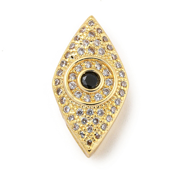 

PandaHall Brass Micro Pave Clear Cubic Zirconia Beads, Eye, Real 18K Gold Plated, 21x11x5mm, Hole: 1.2mm Brass+Cubic Zirconia Eye Clear