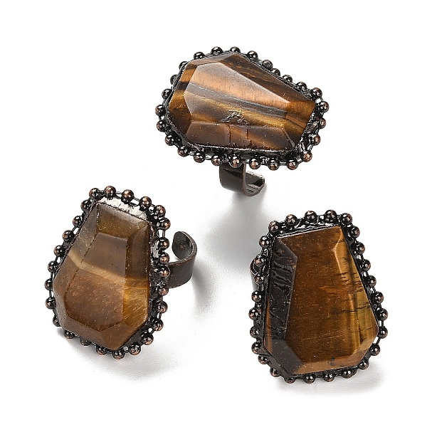 

PandaHall Natural Tiger Eye Open Cuff Ring, with Brass Findings, Nuggets, Inner Diameter: 17.5~18mm Tiger Eye Nuggets