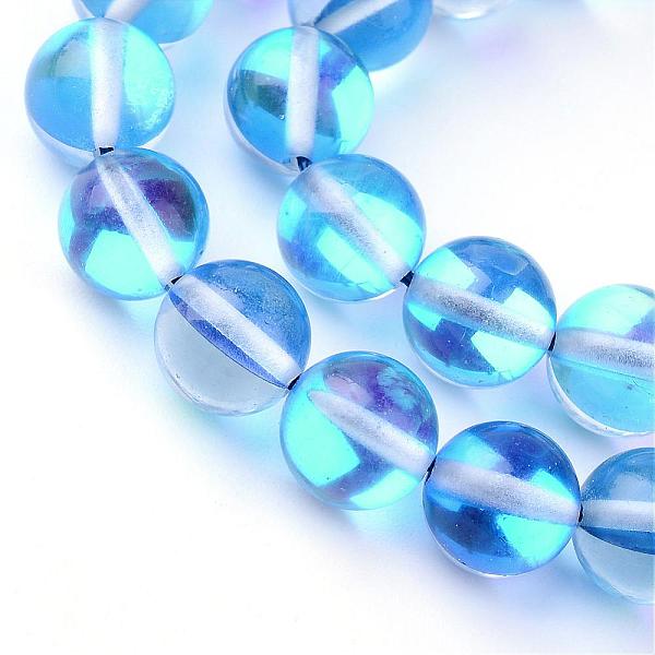 

PandaHall Synthetic Moonstone Beads Strands, Holographic Beads, Dyed, Round, Royal Blue, 8mm, Hole: 1mm, about 45~47pcs/strand, 14~15 inch...