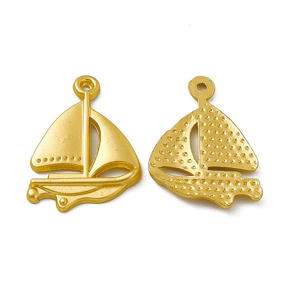 

PandaHall Rack Plating Alloy Pendants, Cadmium Free & Nickel Free & Lead Free, Sailing Boat Charm, Matte Gold Color, 23.5x17x2mm, Hole: 1mm...