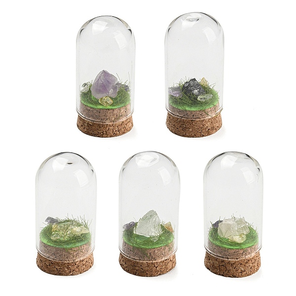 

PandaHall Natural Gemstone Nuggets Display Decoration with Glass Dome Cloche Cover, Cork Base Bell Jar Ornaments for Home Decoration...