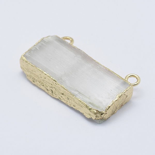 

PandaHall Natural Selenite Pendants, with Brass Findings, Rectangle, Golden, 17~26x33~56x5.5~7mm, Hole: 2.5mm Selenite Rectangle