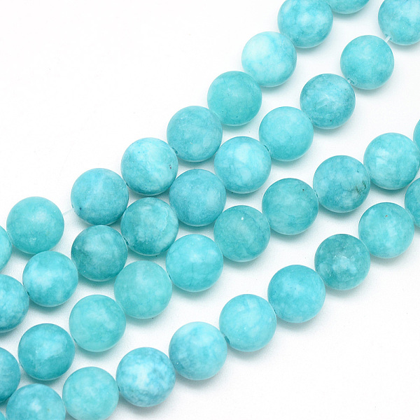 

PandaHall Natural White Jade Bead Strands, Dyed, Frosted, Round, Dark Turquoise, 10~11mm, Hole: 1.5mm, about 38~39pcs/strand, 14.9 inch...