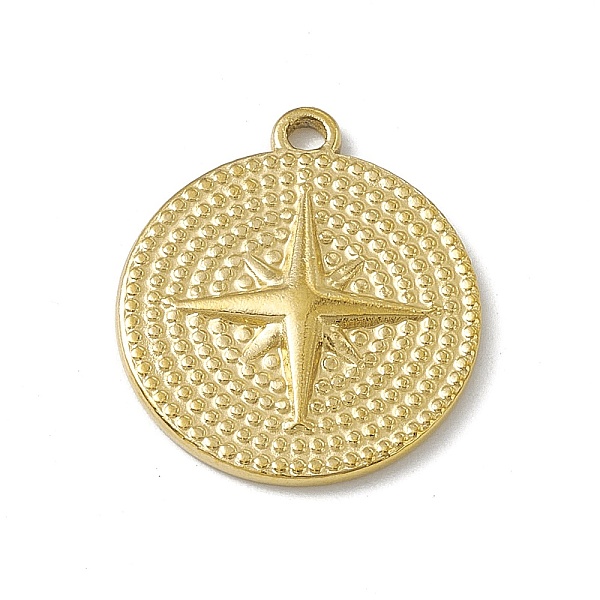 

PandaHall 304 Stainless Steel Pendants, Flat Round with Star Charm, Golden, 19x16.5x2mm, Hole: 1.6mm 304 Stainless Steel Flat Round