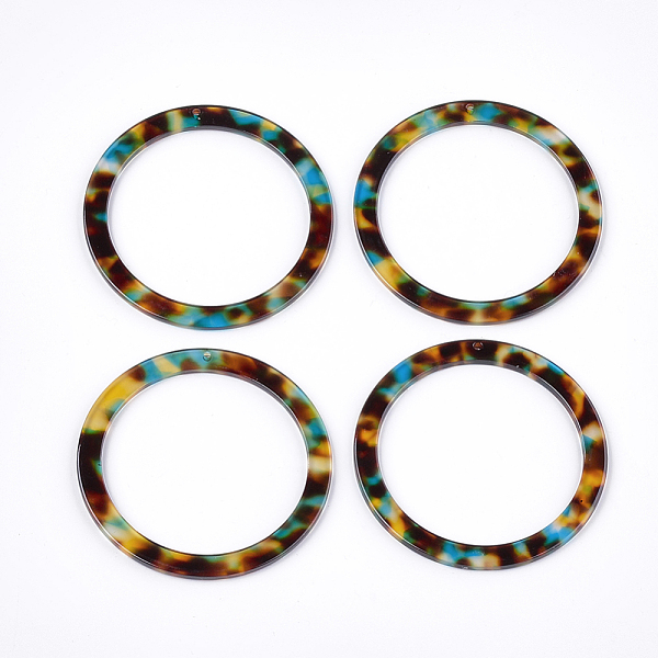 

PandaHall Cellulose Acetate(Resin) Big Pendants, Leopard Print, Ring, Colorful, 60x2.5mm, Hole: 1.4mm Cellulose Acetate Ring