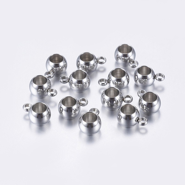 

PandaHall 304 Stainless Steel Tube Bails, Loop Bails, Bail Beads, Rondelle, Stainless Steel Color, 9x6x5mm, Hole: 1.5mm, Inner Diameter: 4mm...