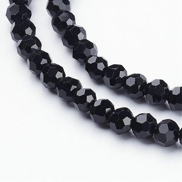 

PandaHall Transparent Glass Bead Strands, Faceted, Flat Round, Black, 4~5x3~4mm, Hole: 0.5mm, about 95pcs/strand, 13.70 inch(34.8cm) Glass...