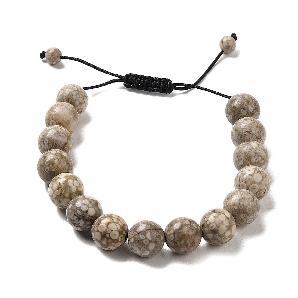 

PandaHall 12.5mm Round Natural Maifanite Braided Bead Bracelets for Women Men, Inner Diameter: 2~3-1/8 inch(4.95~8.05cm) Maifanite Round