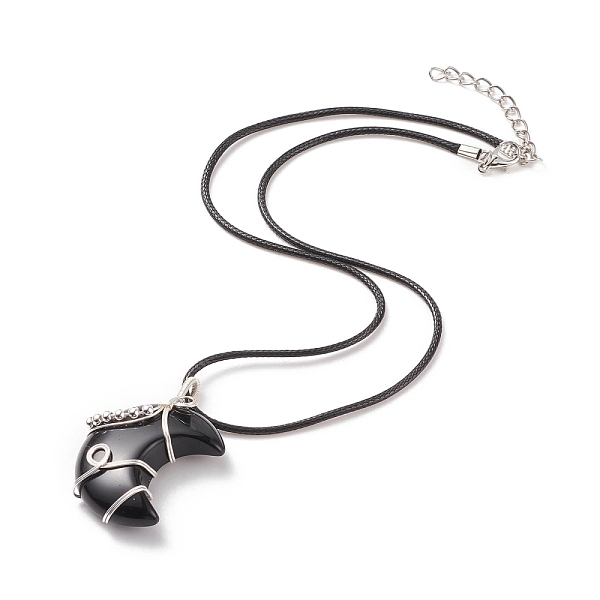 Halbmond-Halskette Aus Natürlichem Obsidian