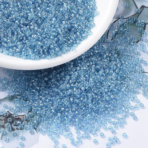 

PandaHall MIYUKI Round Rocailles Beads, Japanese Seed Beads, 11/0, (RR376) Sparkling Gray Lined Aqua Luster, 2x1.3mm, Hole: 0.8mm, about...