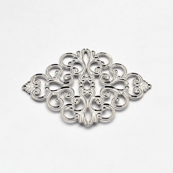 

PandaHall Brass Rhombus Filigree Findings, Platinum, 31x43x1mm Brass Rhombus