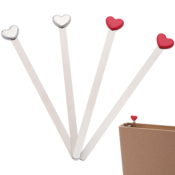 

PandaHall CRASPIRE 4Pcs 2 Colors Heart Bookmark Stainless Steel Bookmark Long Page Bookmark Book Page Markers for Women Girls Lover Friends...