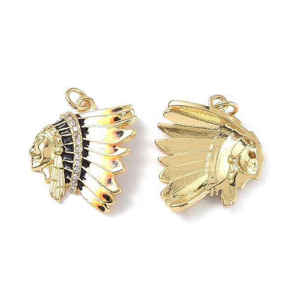 

PandaHall Brass Micro Pave Cubic Zirconia Pendants, with Enamel and Jump Rings, Human Charms, Real 18K Gold Plated, 21.5x20x4mm, Hole: 3mm..., Clear