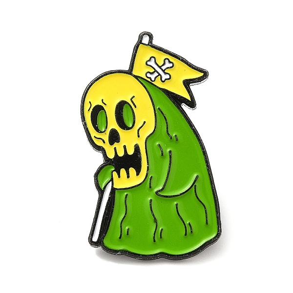 

PandaHall Halloween Theme Enamel Pins, Electrophoresis Black Alloy Brooches, Flag & Skull, 30.5x21.5x1.5mm Alloy+Enamel Flag