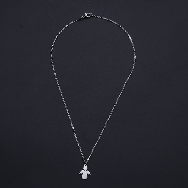 

PandaHall 201 Stainless Steel Pendant Necklaces, with Cable Chains and Lobster Claw Clasps, Blank Stamping Tag Angel, Stainless Steel Color...