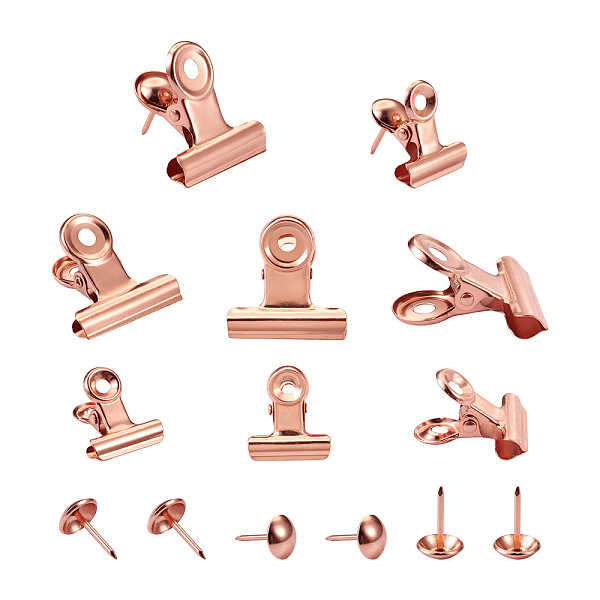 

PandaHall Iron Clips and Round Head Drawing Pins, Rose Gold, 40sets Iron