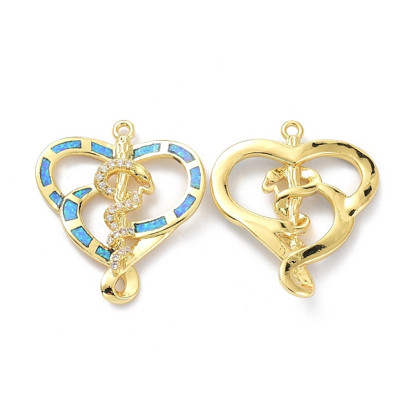 

PandaHall Eco-friendly Brass Micro Pave Clear Cubic Zirconia Pendants, with Synthetic Opal, Long-Lasting Plated, Heart with Snake, Real 18K...