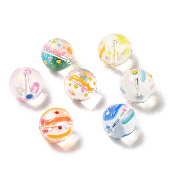 

PandaHall Transparent Glass Beads, with Enamel, Round, Mixed Color, 12mm, Hole: 1mm Glass Round Multicolor