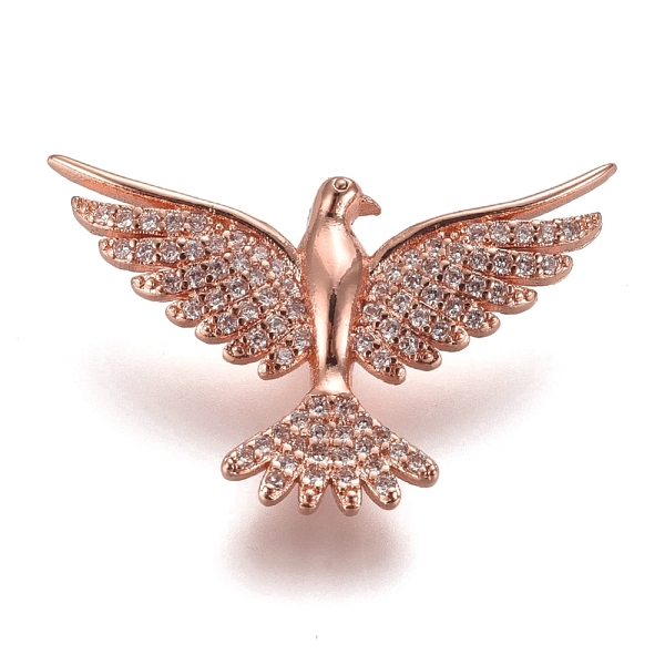 

PandaHall Brass Micro Pave Clear Cubic Zirconia Pendants, Pigeon, Mixed Color, 17x28.8x5mm, Hole: 4.5x1.3mm Brass+Cubic Zirconia Bird Clear