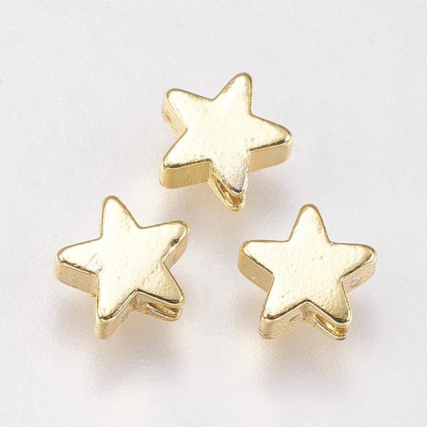 

PandaHall Brass Beads, Star, Golden, 6x6x2.5~3.3mm, Hole: 1mm Brass Star