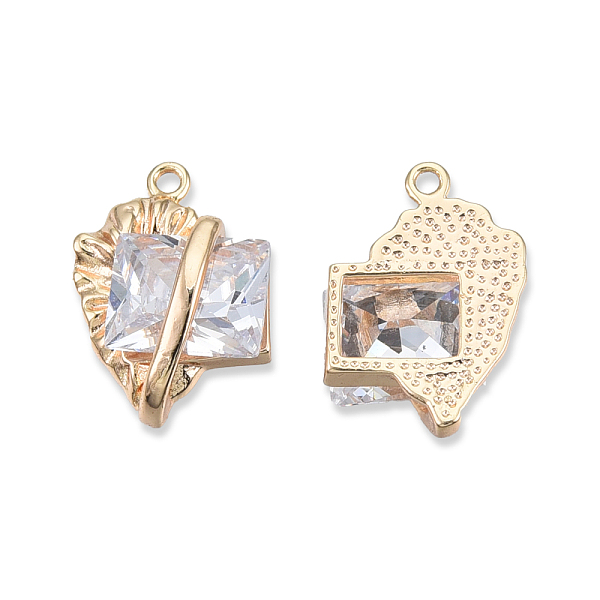 

PandaHall Brass Pave Clear Cubic Zirconia Pendants, Cadmium Free & Nickel Free & Lead Free, Heart with Rectangle, Real 18K Gold Plated...