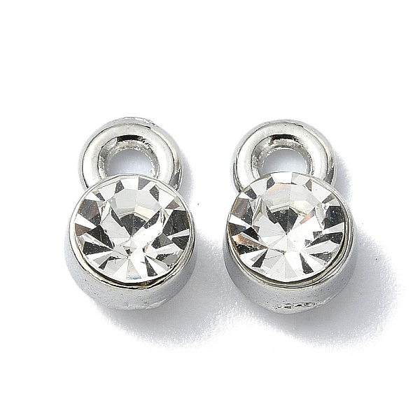 

PandaHall Rack Plating Alloy Rhinestone Charms, Flat Round, Platinum, 9.5x6x5mm, Hole: 2mm Alloy Flat Round Clear