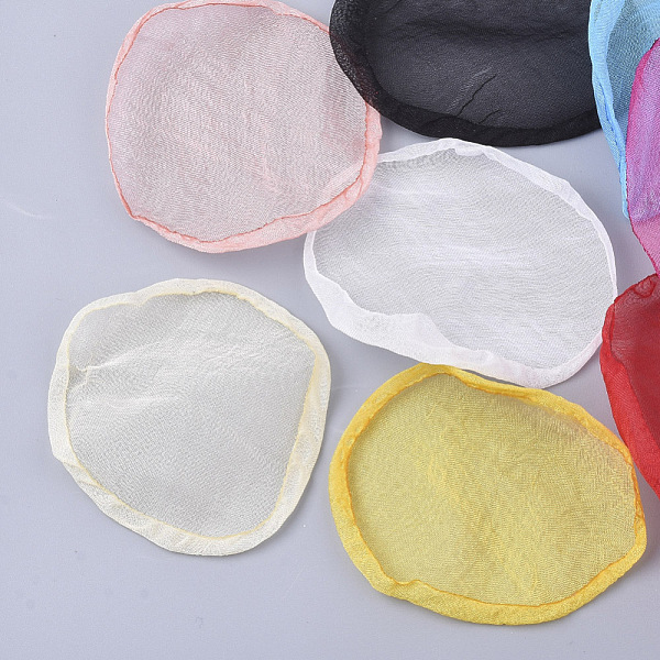 

PandaHall Organza Fabric For DIY Jewelry Making Crafts, Flat Round, Mixed Color, 58~64.5x52~64mm Organza Multicolor