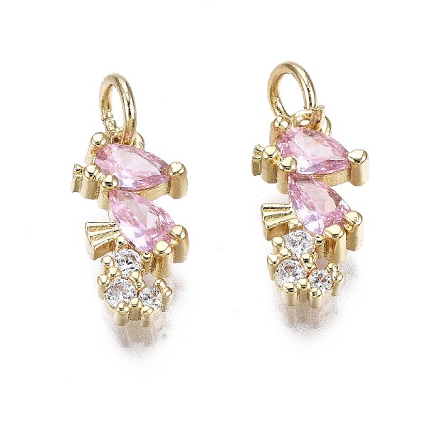 

PandaHall Brass Micro Pave Violet & Clear Cubic Zirconia Charms, with Jump Rings, Cadmium Free & Nickel Free & Lead Free, Sea Horse Shape...