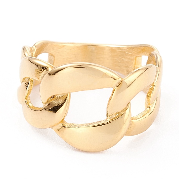 

PandaHall Ion Plating(IP) Unisex 304 Stainless Steel Finger Rings, Curb Chain Shape, Rectangle, Golden, Size 7, 4~16.5mm, Inner Diameter...