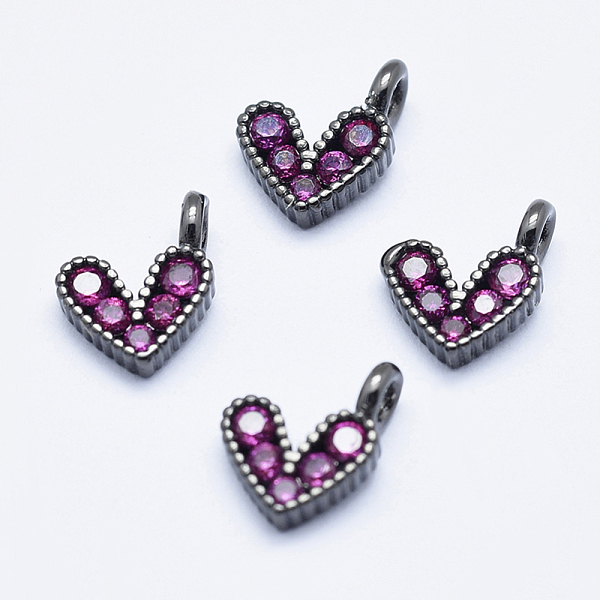 

PandaHall Brass Micro Pave Cubic Zirconia Charms, Long-Lasting Plated, Cadmium Free & Nickel Free & Lead Free, Heart, Hot Pink, Gunmetal...